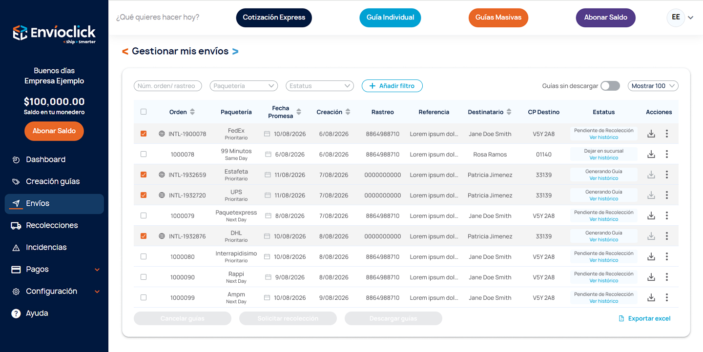 Plataforma de envíos de Envíoclick
